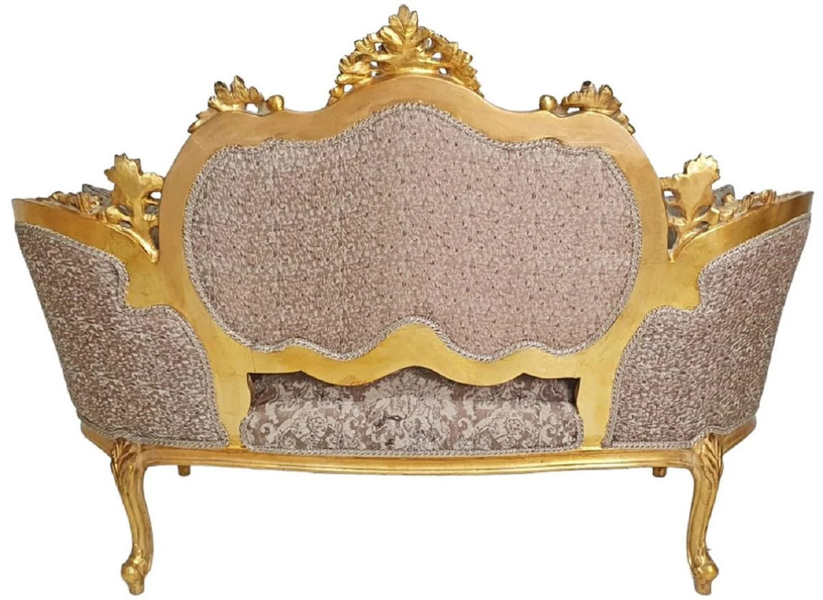 Baroque sofa brown / antique gold - magnificent living room sofa in baroque style - living room furniture in baroque style - baroque furniture - baroque furnishings