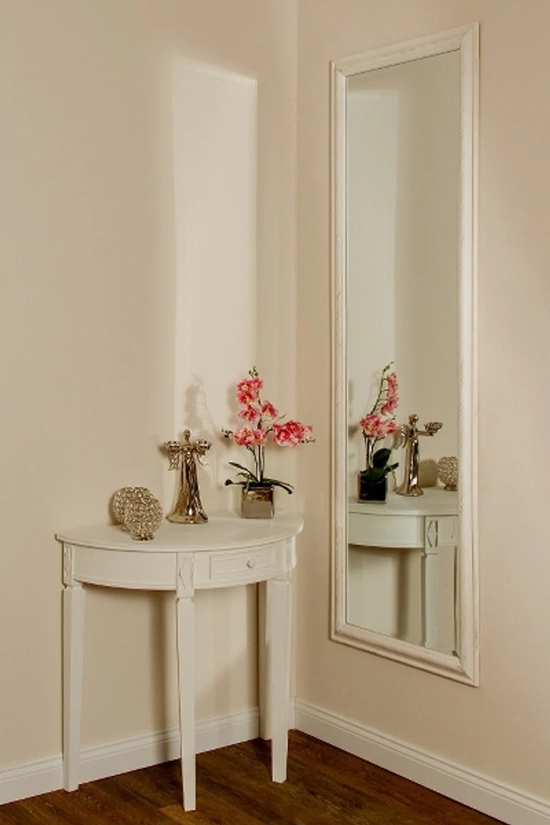 Country house style wall mirror antique white / gold 62 x H. 187 cm - handmade mirror with wooden frame