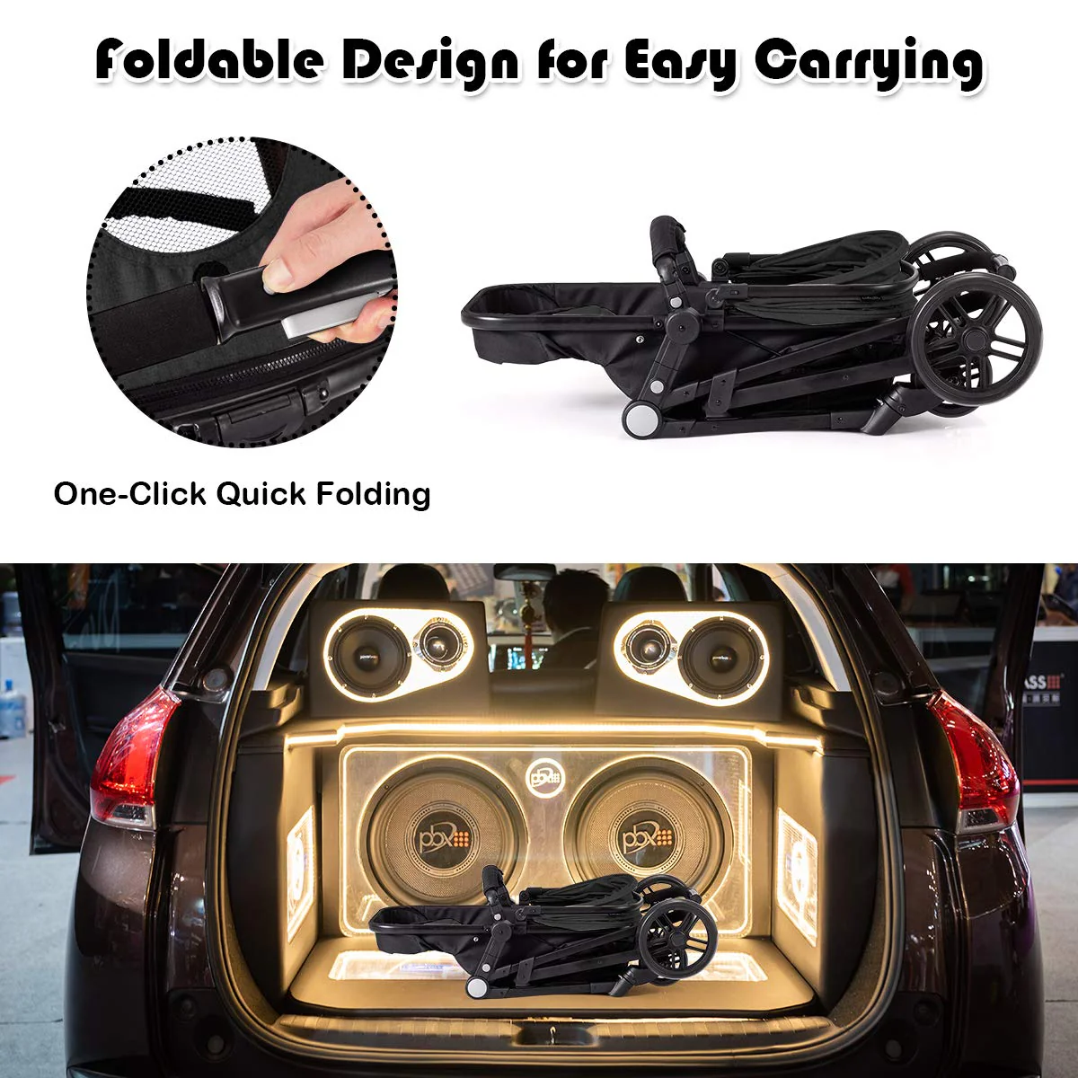 Kinderwagen, umwandelbarer Hochformat-Kinderwagen mit Stubenwagen, verstellbares Verdeck und Rückenlehne, Aufbewahrungskorb, Getränkehalter, faltbarer Kinderwagen für Neugeborene (Rosa)