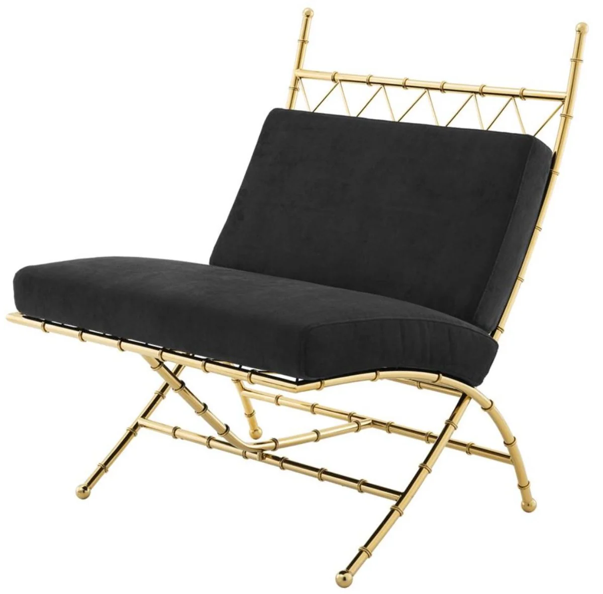 Luxury folding chair gold / black 75 x 81.5 x H. 92 cm - luxury furniture