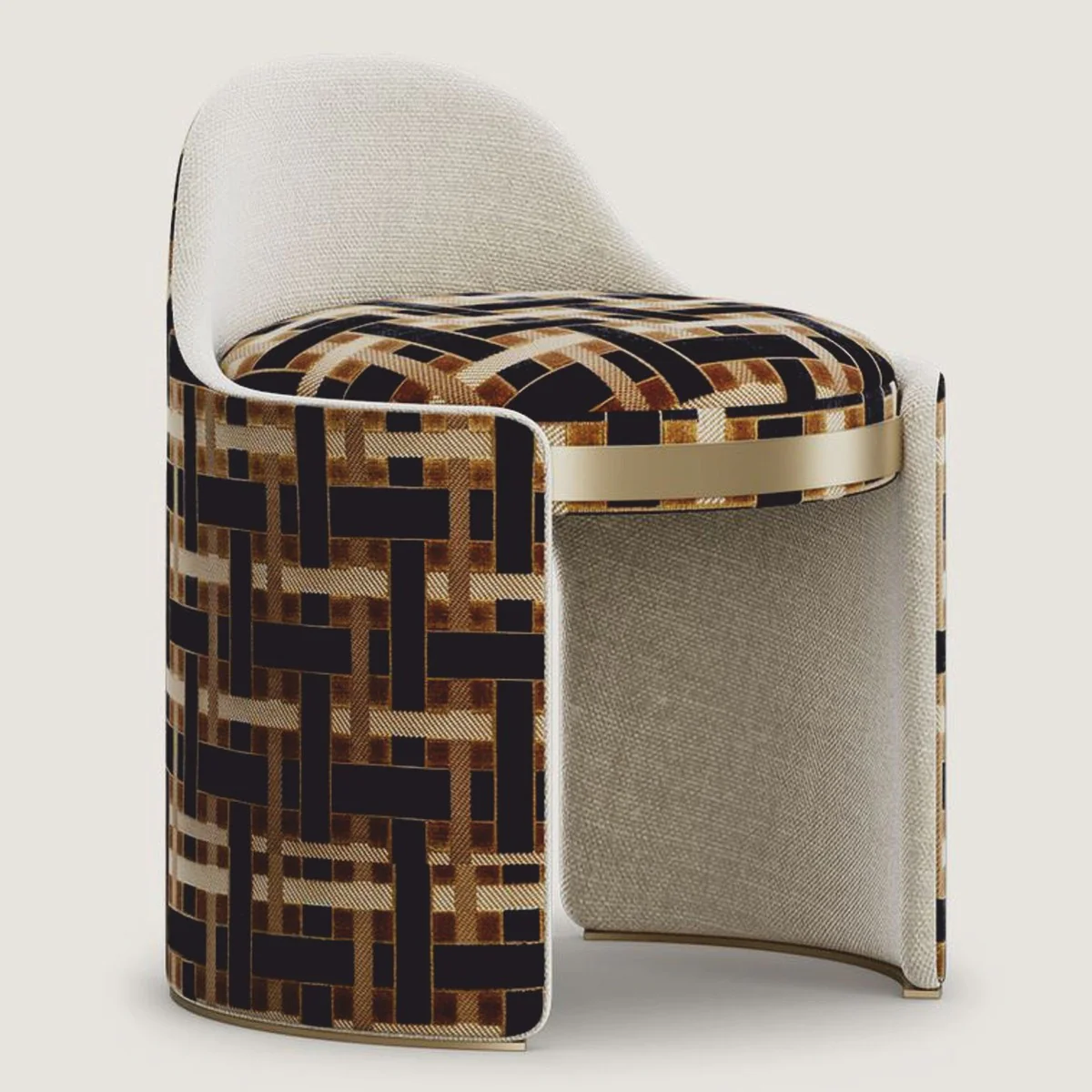 Luxus Hocker Braun / Grau / Massing H. 60 cm - Luxus Hotel Möbel