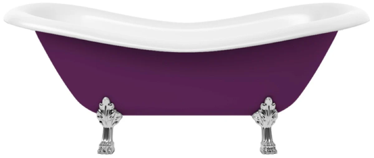 Art Nouveau Bathtub Purple / White / Silver 188 cm - Freestanding Retro Style Bathtub