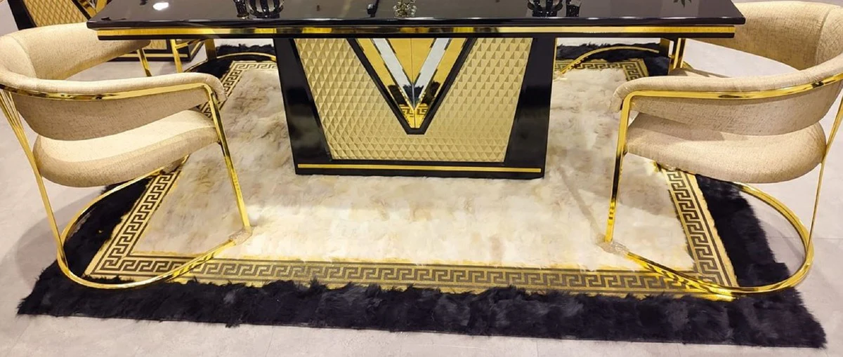 Luxury carpet cream / gold / black 170 x 240 cm - rectangular fur rug