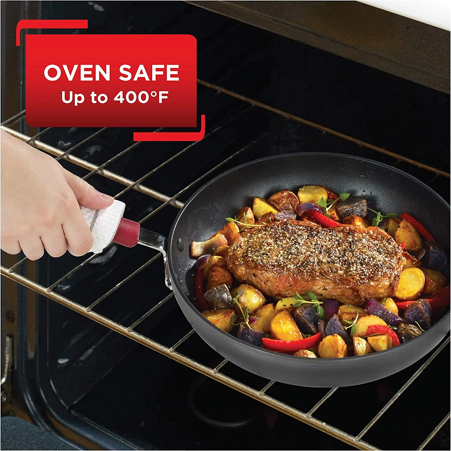 Ultimatives hartanodisiertes Antihaft-Kochgeschirr-Set, 12-teilige Töpfe und Pfannen, spülmaschinenfest, Rot