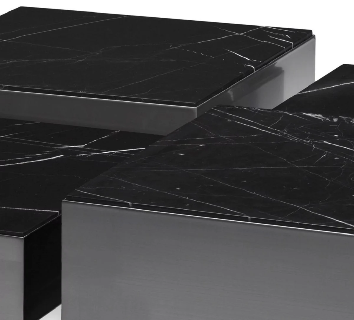 Luxury stainless steel coffee table set with marble table tops bronze / black - living room furniture - luxury furniture - luxury collection