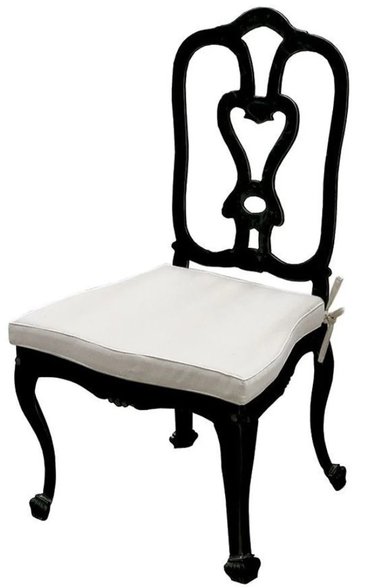 Luxury Art Nouveau garden chair with seat cushion black / light gray 56 x 59 x H. 100 cm - Hand-forged dining room chair - Dining room garden patio furniture