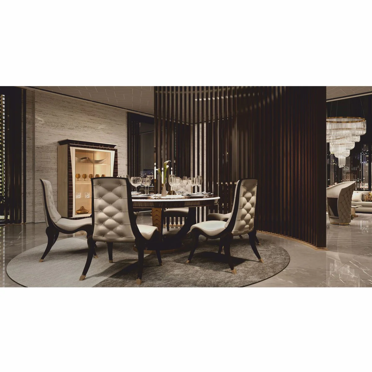 Luxury Leather Dining Chair Beige / Black / Bronze - Made in Italy