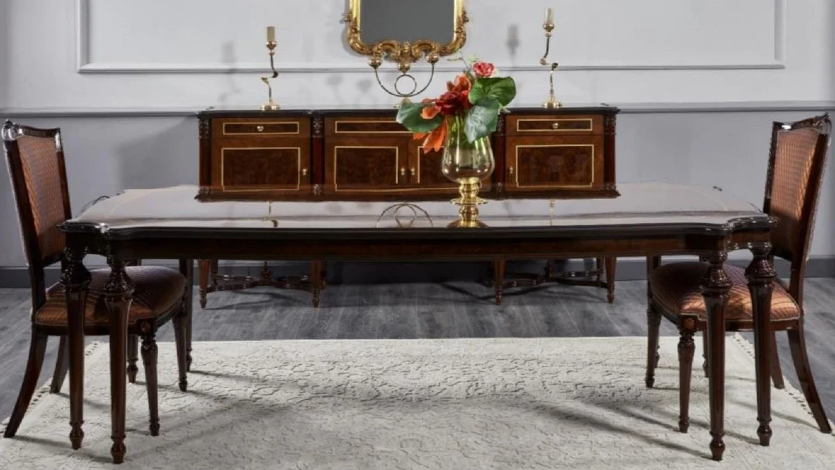 Luxury Baroque Dining Table Dark Brown - Handmade Solid Wood Dining Room Table - Luxury Dining Room Furniture in Baroque Style - Baroque Furniture - Baroque Furnishings
