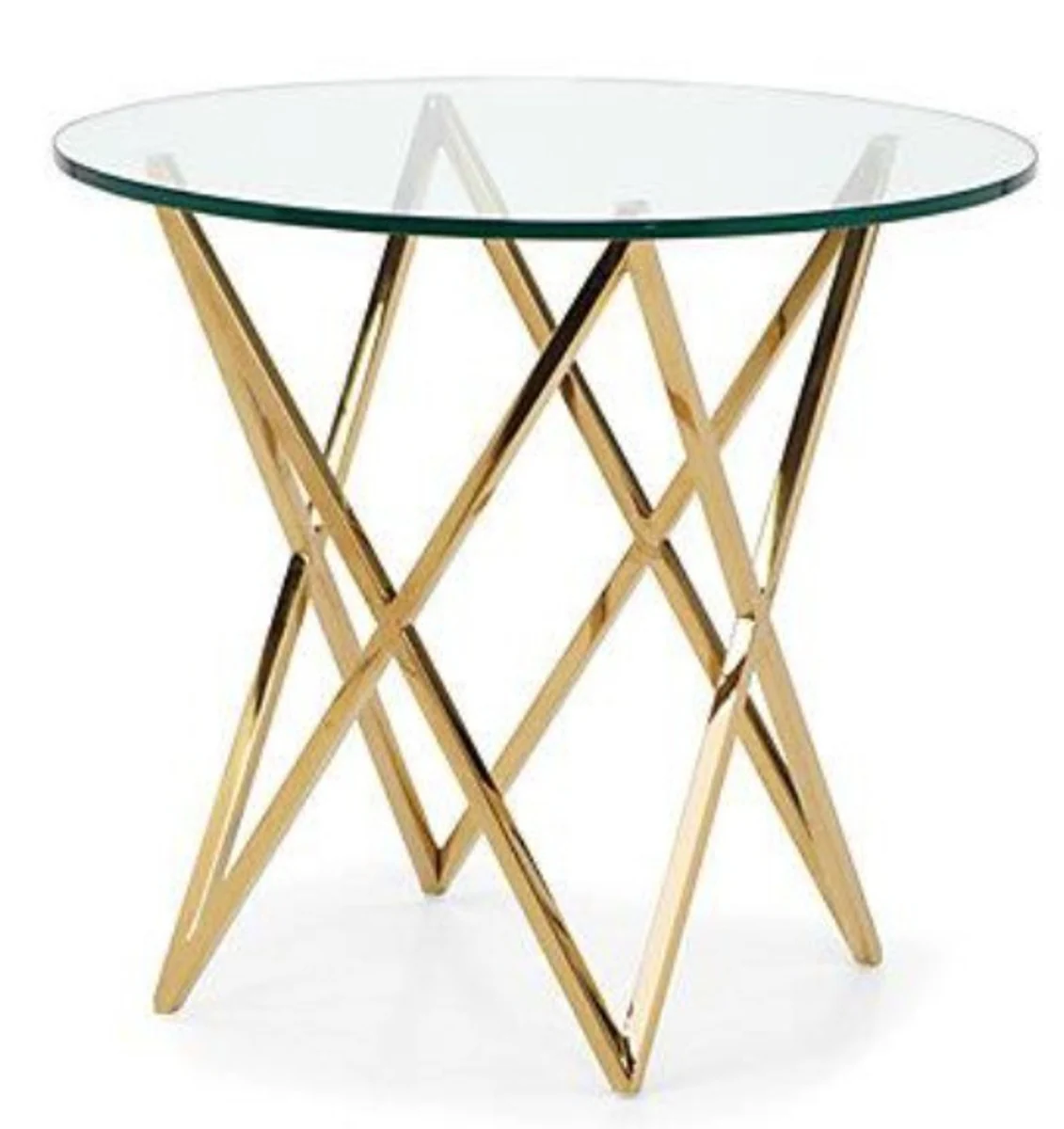Luxury side table brass gold finish / glass 53 x H 66 cm - Hotel Collection