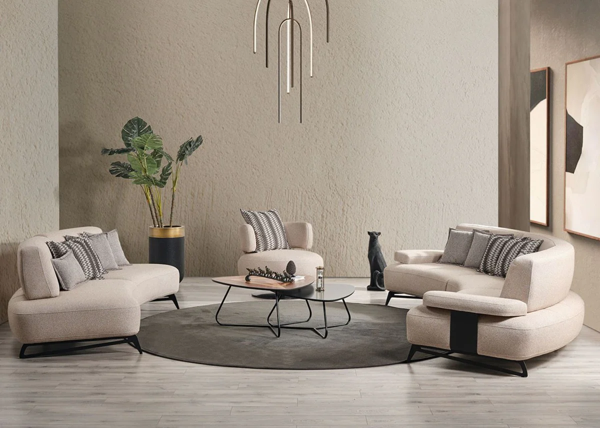 Luxury sofa with adjustable backrests beige / black 240 cm