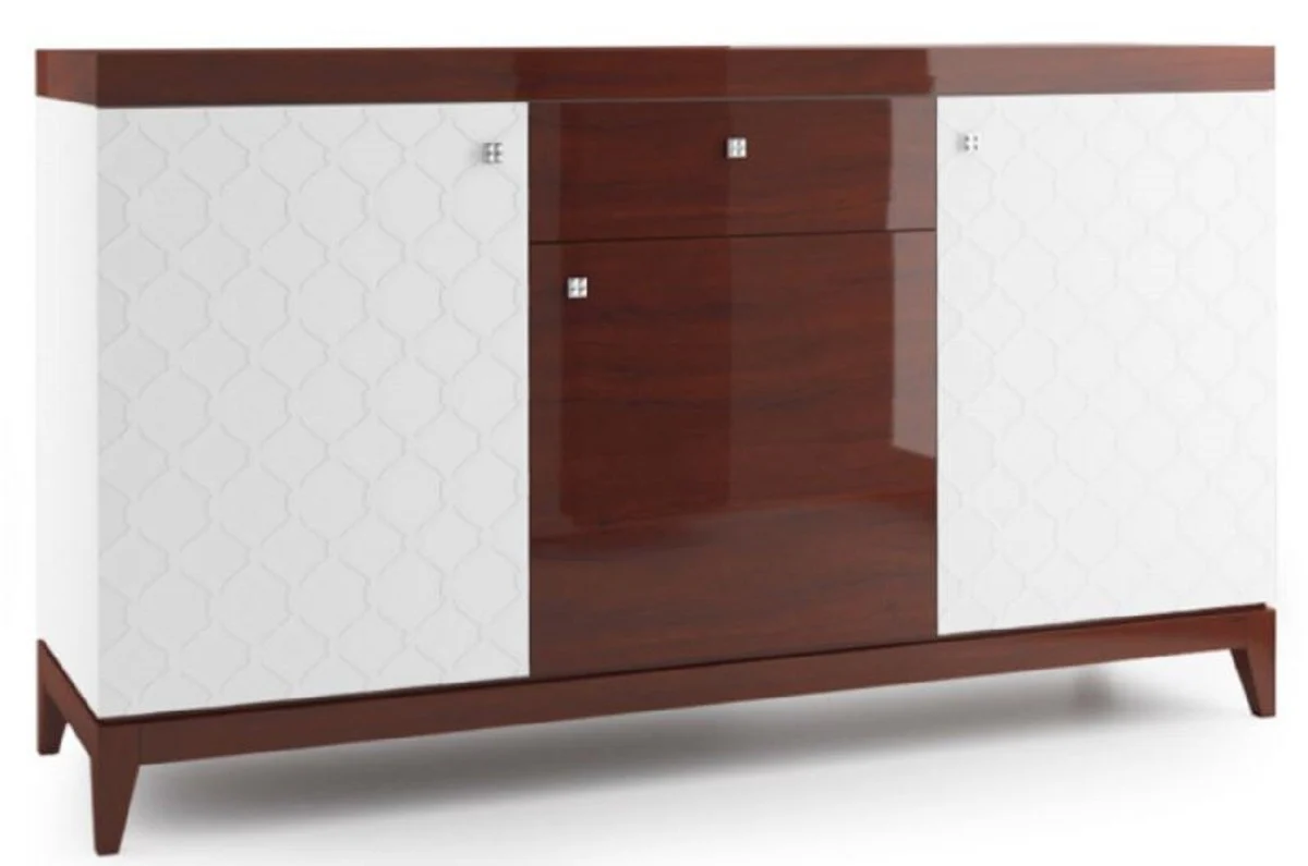 Luxury chest of drawers with 3 doors and drawer white / high gloss brown 171.4 x 45 x H. 96.6 cm - luxury furniture