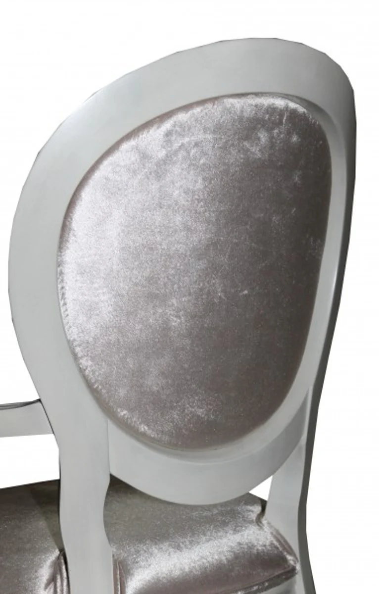 Baroque dining room chair with armrest beige / white / silver - designer chair - luxury quality