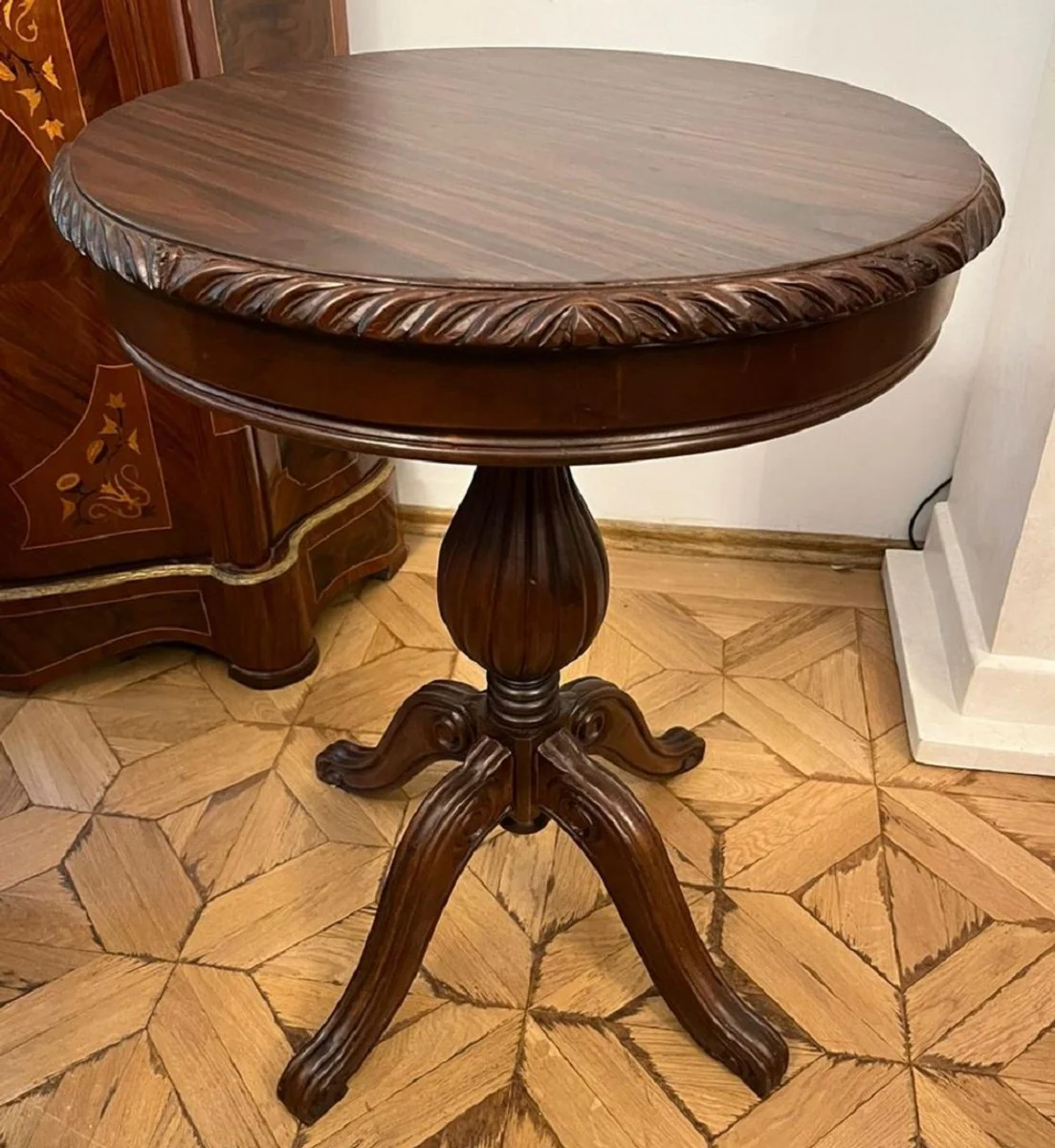 Baroque side table dark brown - handmade solid wood table in baroque style - baroque living room furniture - noble and magnificent