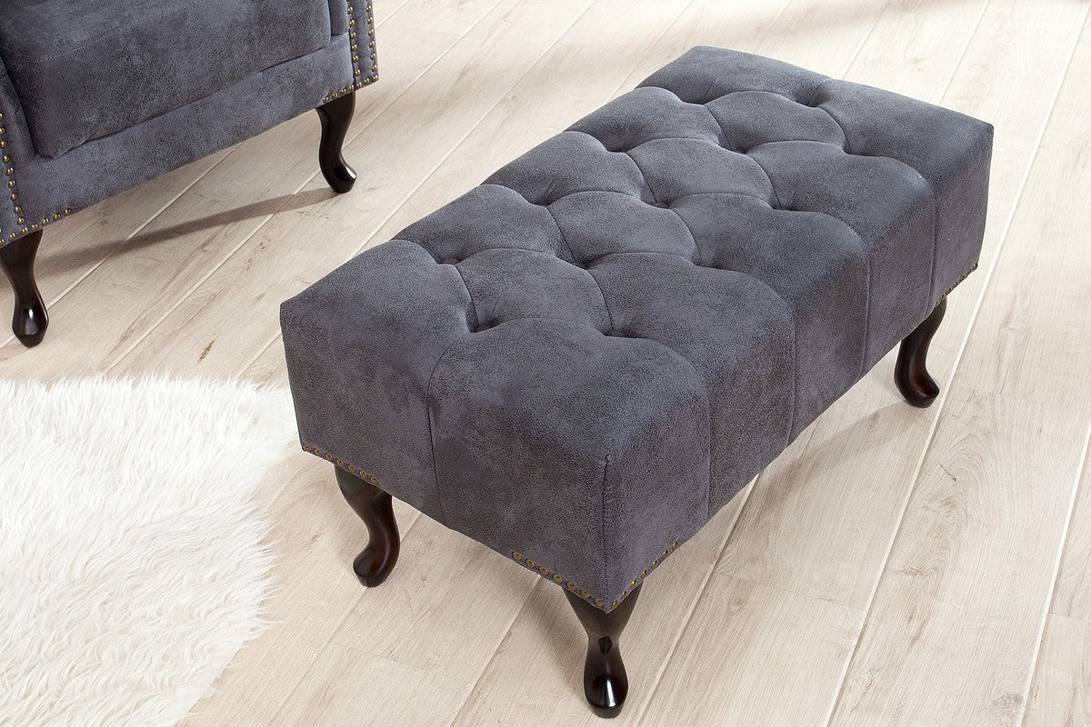 Chesterfield footstool gray antique look from Casa Padrino