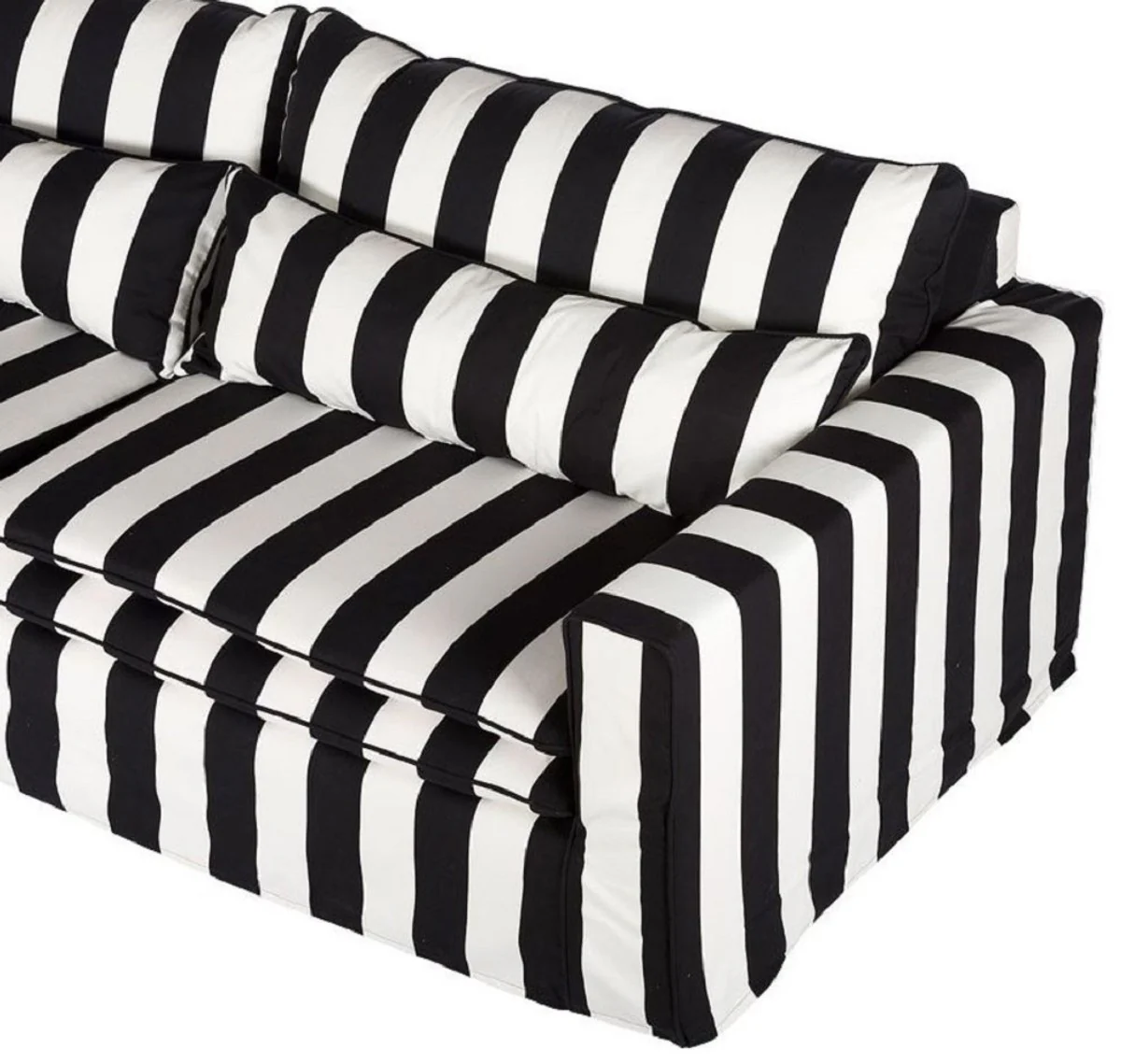Sofa Black / White - Modern Living Room Sofa with Stripes - Modern Living Room Furniture