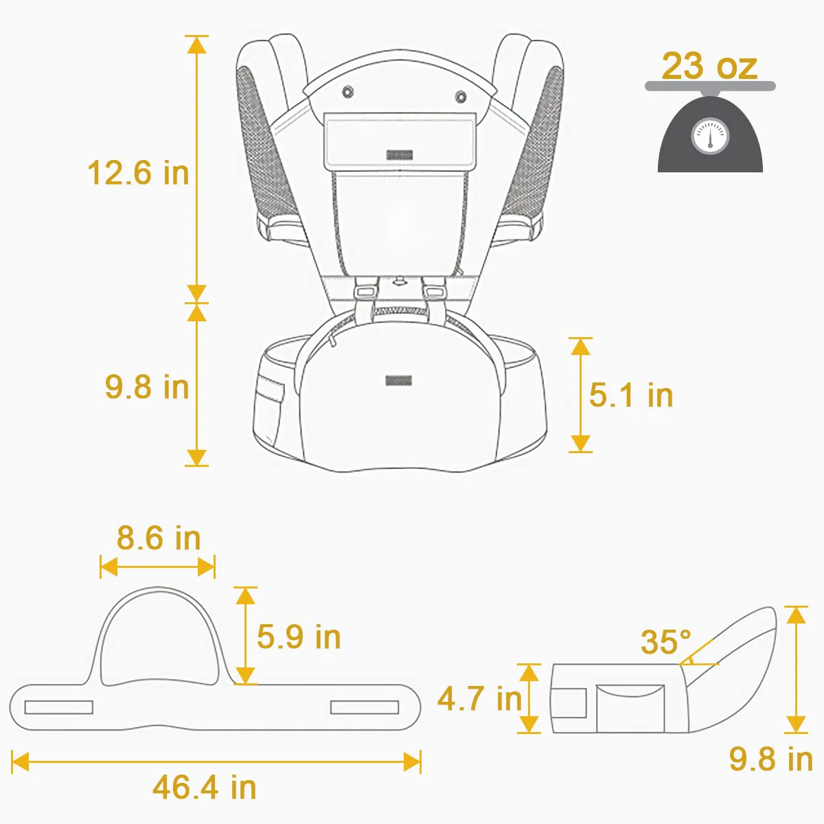 Baby – Tragehilfe, 6-in-1-Babytrage mit Taillenhocker, Babytrage mit Hüftsitz zum Stillen, Einheitsgröße – passend für Neugeborene, Säuglinge und Kleinkinder (blau)