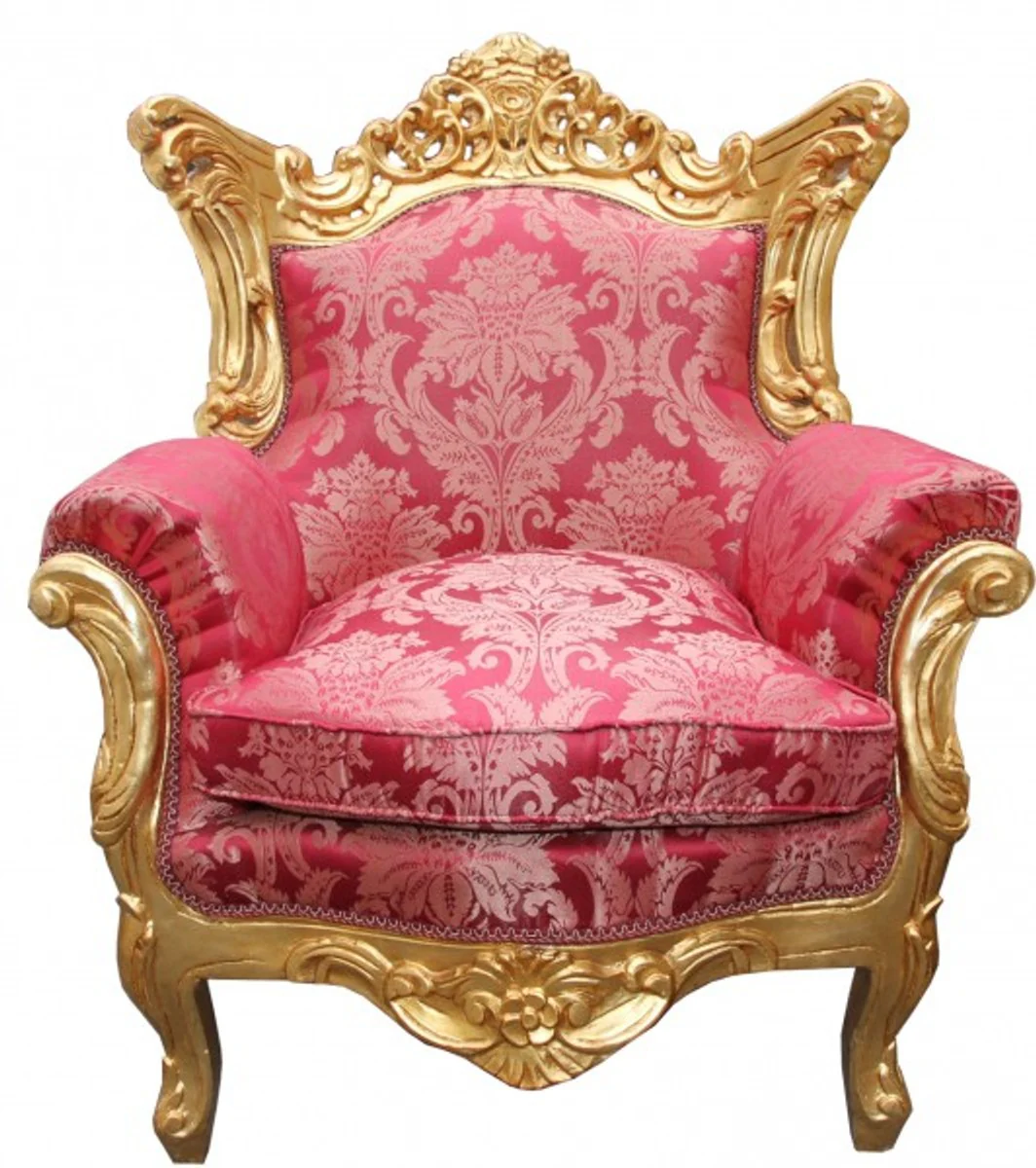 Baroque living room set Bordeaux pattern/gold - 3-seater sofa + 2-seater sofa + 1 armchair