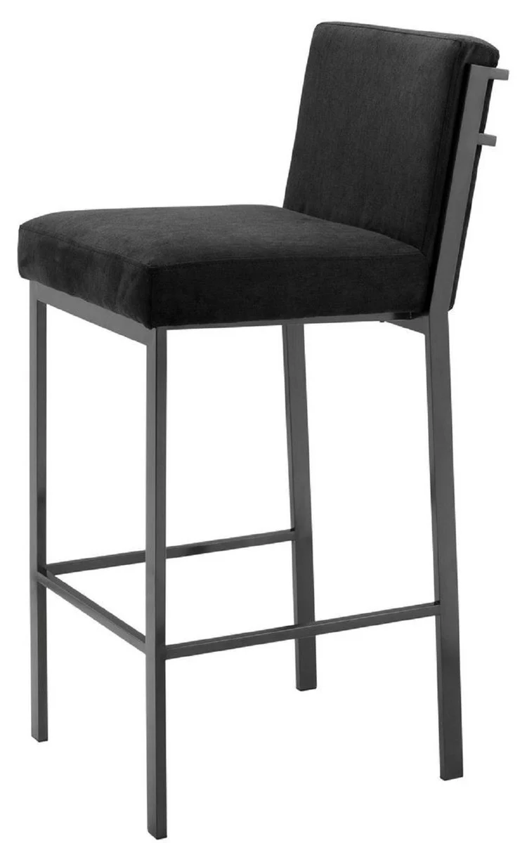 Luxury bar chair black / bronze 43 x 54 x H. 101 cm - designer stainless steel bar stool with velvet fabric - bar furniture
