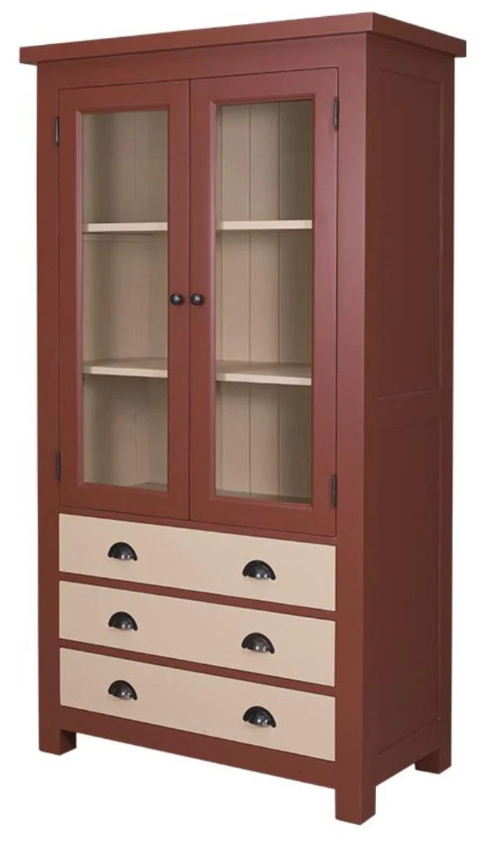 Country house style kitchen cabinet red brown / cream 100 x 50 x H. 180 cm - country house style kitchen furniture