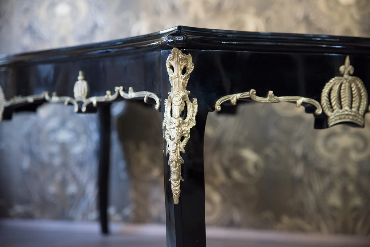 Pompöös by Baroque dining table with glass top black / gold - Pompöös Baroque dining table designed by Harald Glööckler