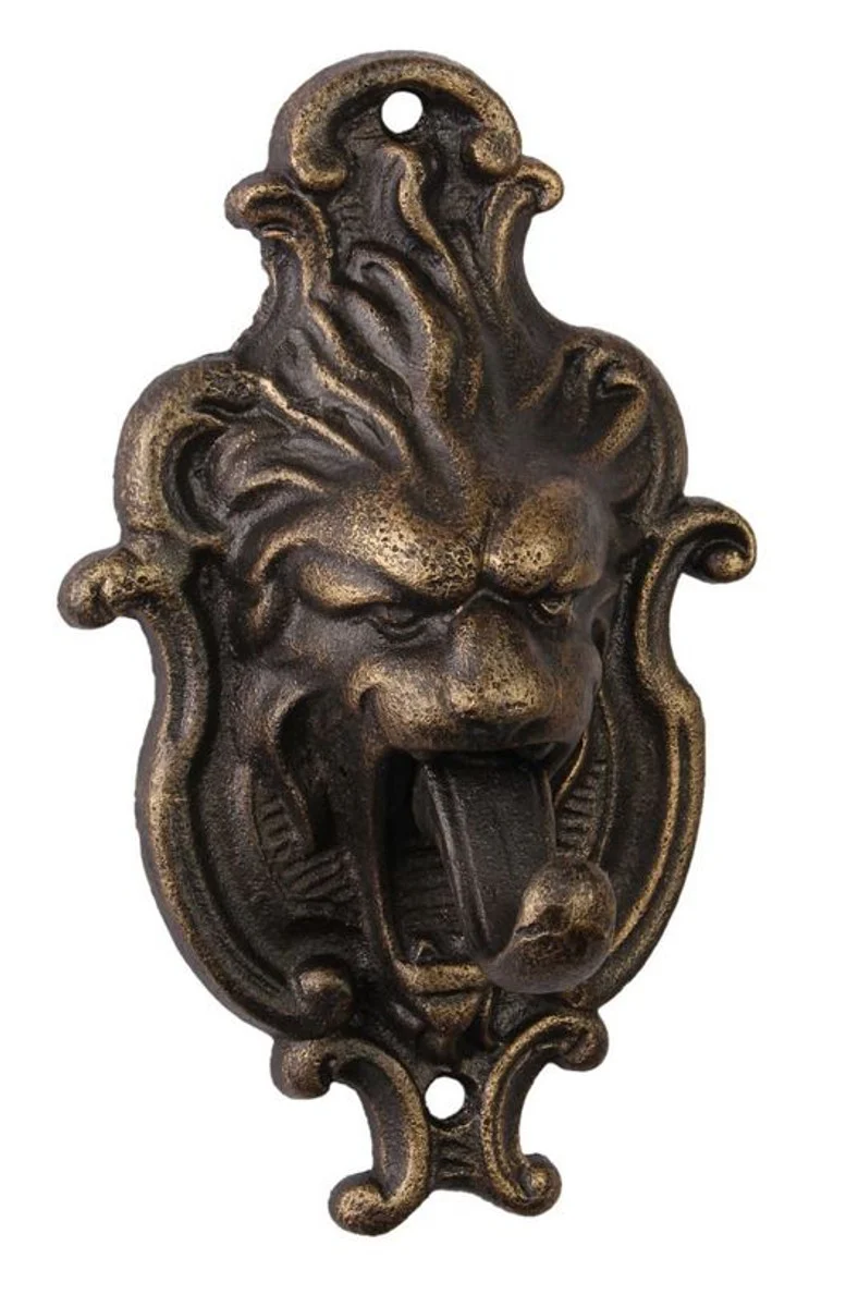 Baroque door knocker lion head with tongue cast iron 18.4 cm - Antique Art Nouveau Wilhelminian style