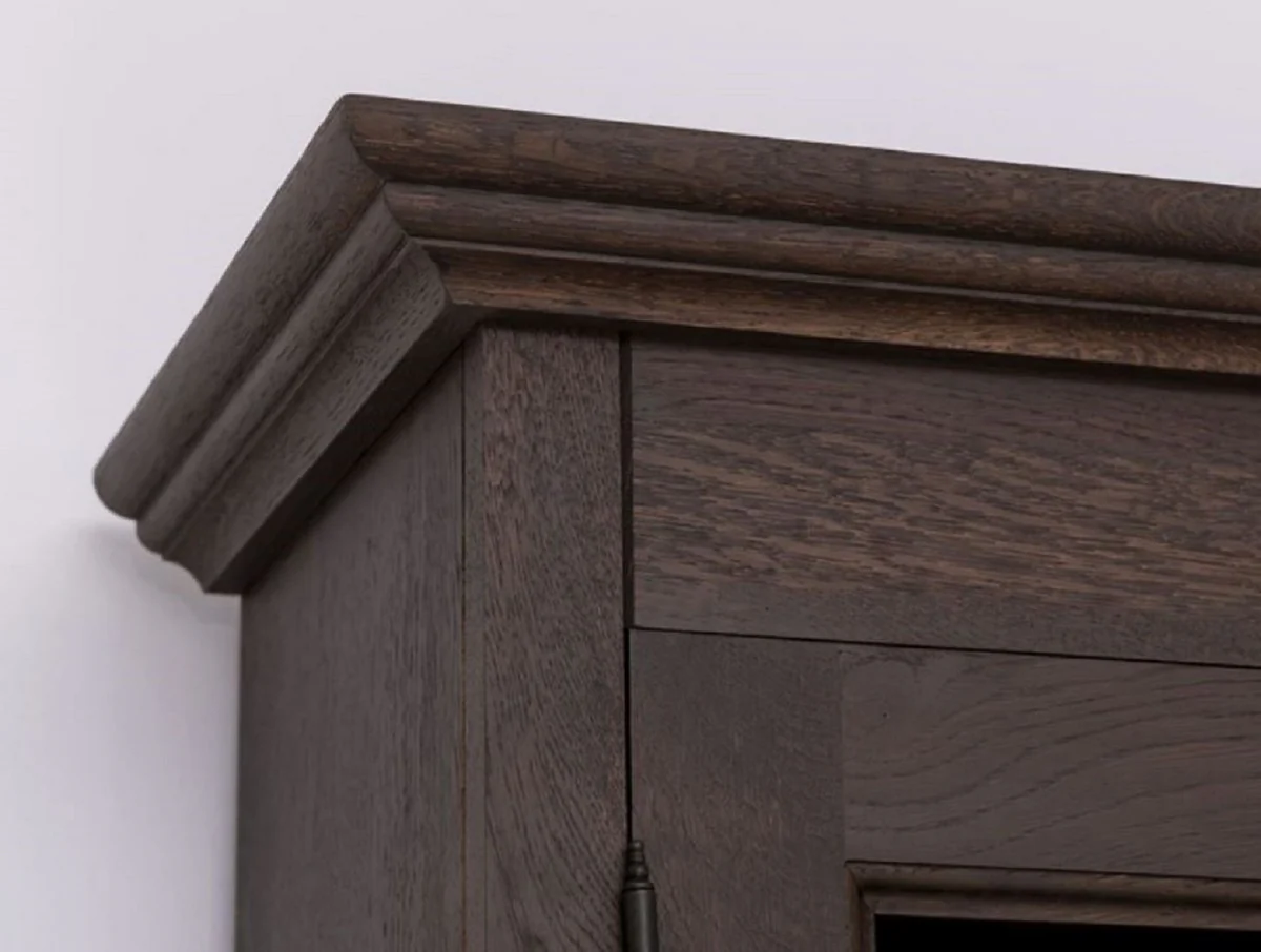 Country house style dining room cabinet dark brown 138 x 50 x H. 197 cm - solid wood kitchen cabinet - dining room furniture in country house style - country house style dining room furnishings