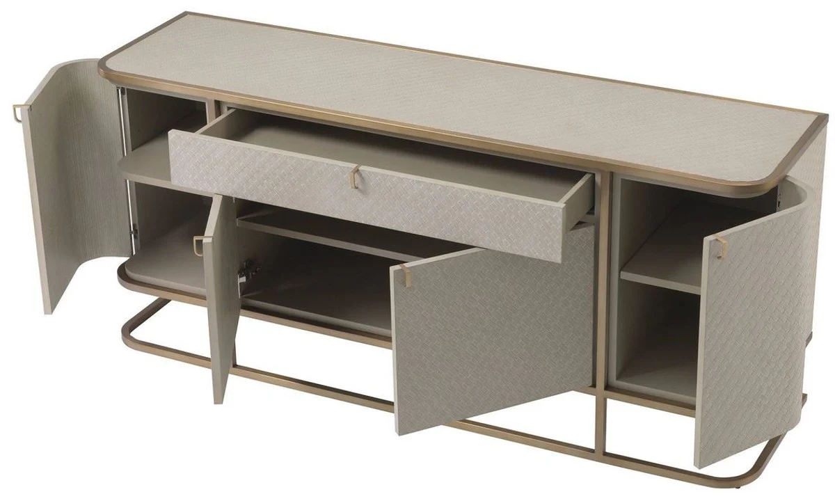 Luxury chest of drawers with 4 doors and drawer beige / brass 170 x 46 x H. 75 cm - sideboard - cabinet - luxury furniture - luxury quality