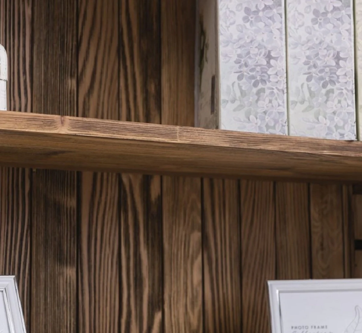 Country house style bookcase white / brown 109 x 39 x H. 210 cm - solid wood cabinet - shelf cabinet - living room cabinet - office cabinet - country house style furniture