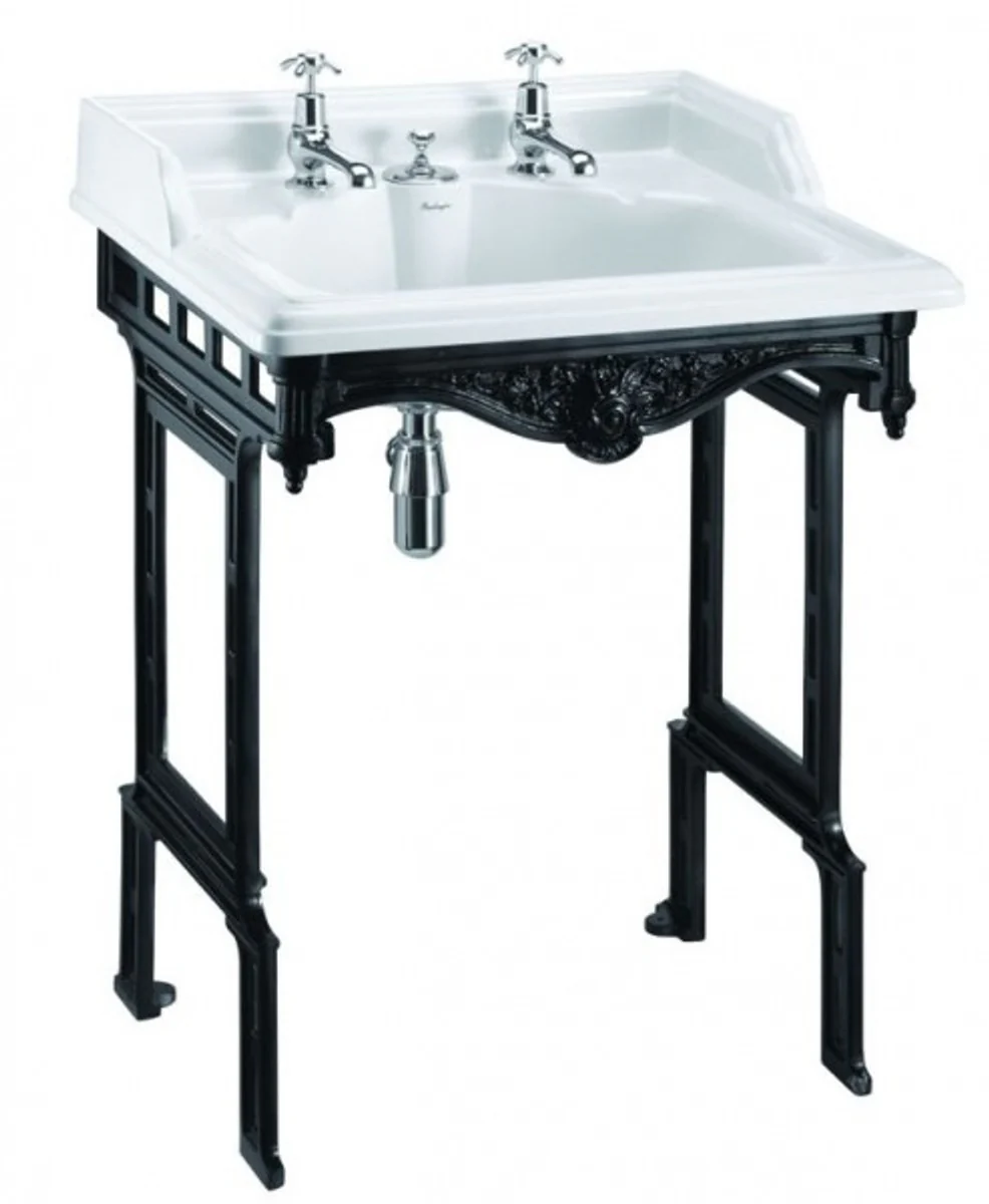 Art Nouveau standing washbasin white / black with 2 tap holes - baroque washbasin baroque style antique style