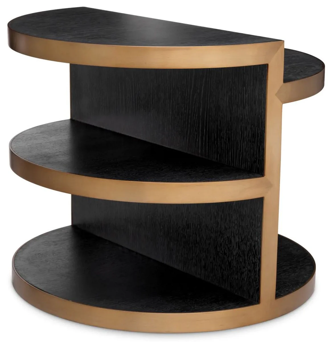 Luxury side table black gray / brass Ø 65 x H. 55.5 cm - Round living room solid wood table - Living room furniture - Luxury furniture - Luxury collection