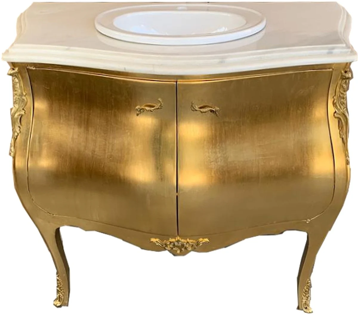 Luxury Baroque washbasin chest of drawers gold with marble top - Luxury Baroque bathroom furniture
