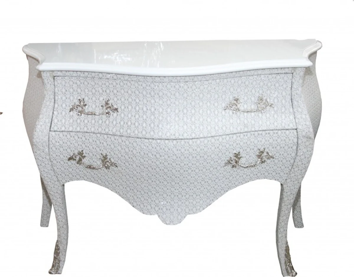 Baroque chest of drawers white / glitter look 120cm Mod2 - furniture cabinet sideboard