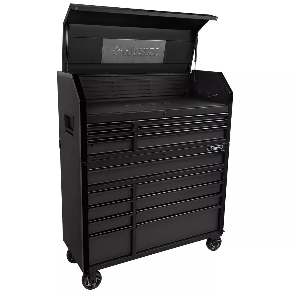 INDUSTRIE 52 IN. W X 21.5 IN. D 6-DRAWER TOOL CHEST MIT PULLOUT WORK SURFACE und LED LIGHT IN MATTE BLACK