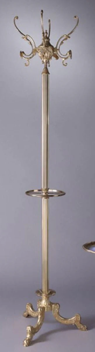 Luxury Baroque coat stand with umbrella stand gold 45 x 45 x H. 175 cm - Elegant brass clothes stand - Baroque hotel cloakroom furniture