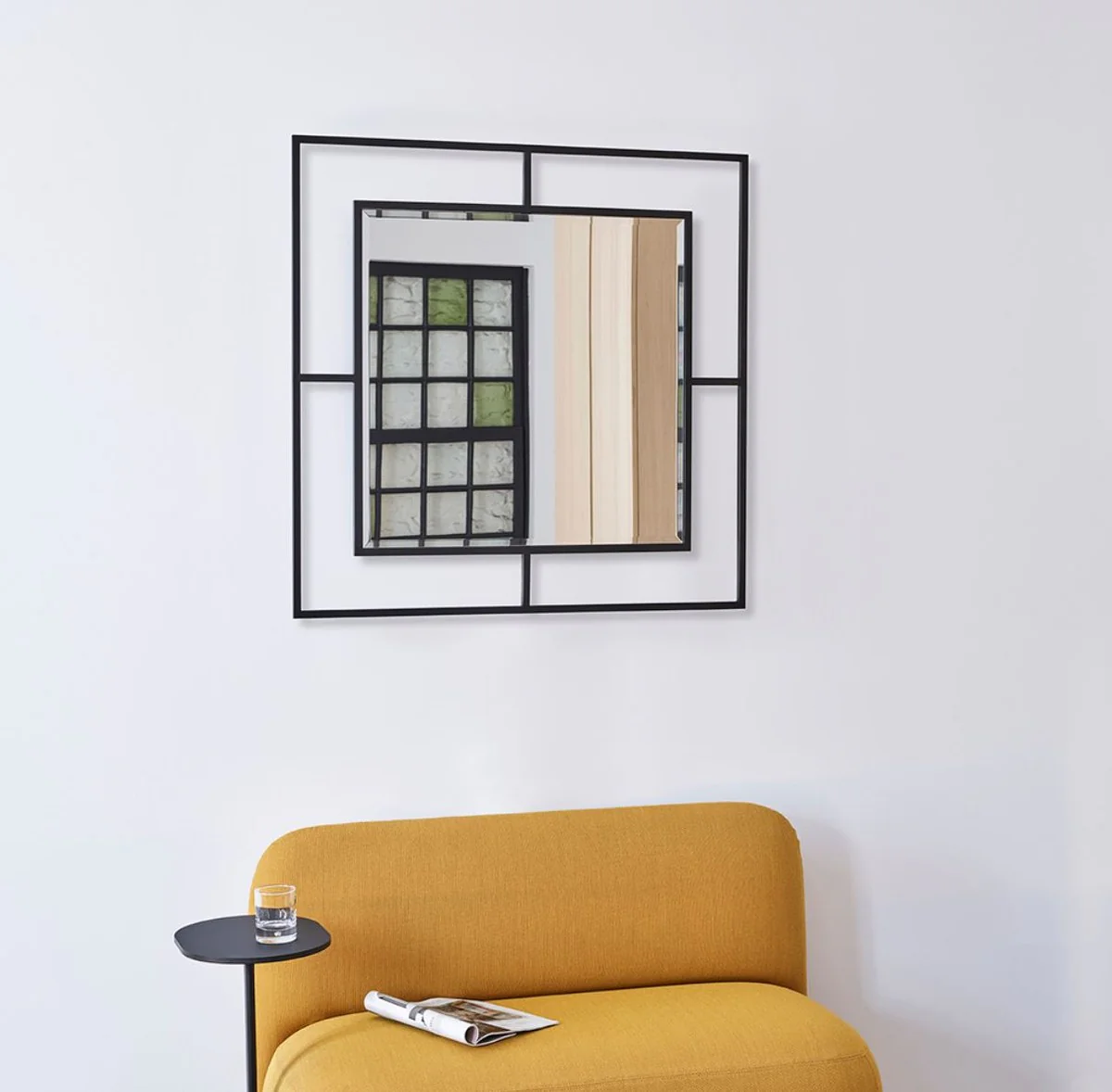 Luxury wall mirror black 90 x 2 x H. 90 cm - living room mirror - bedroom mirror - cloakroom mirror - luxury furniture