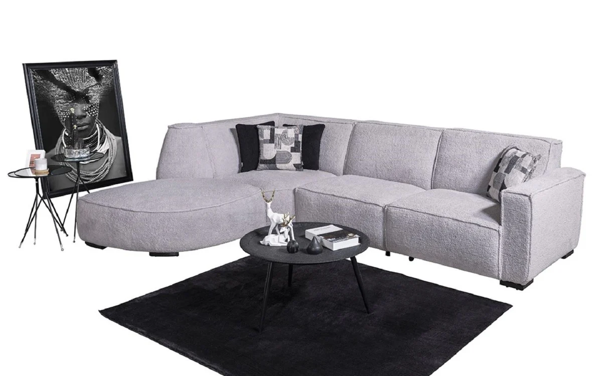 Luxus Ecksofa Grau / Schwarz 290 x 215 cm - Wohnzimmer & Hotel Möbel