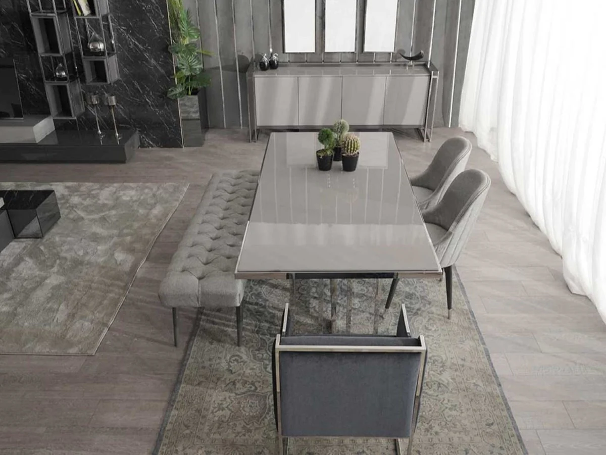 Luxury dining table gray / silver 210 x 105 x H. 75 cm - Rectangular kitchen table - Dining room furniture - Kitchen furniture - Luxury furniture - Luxury furnishings