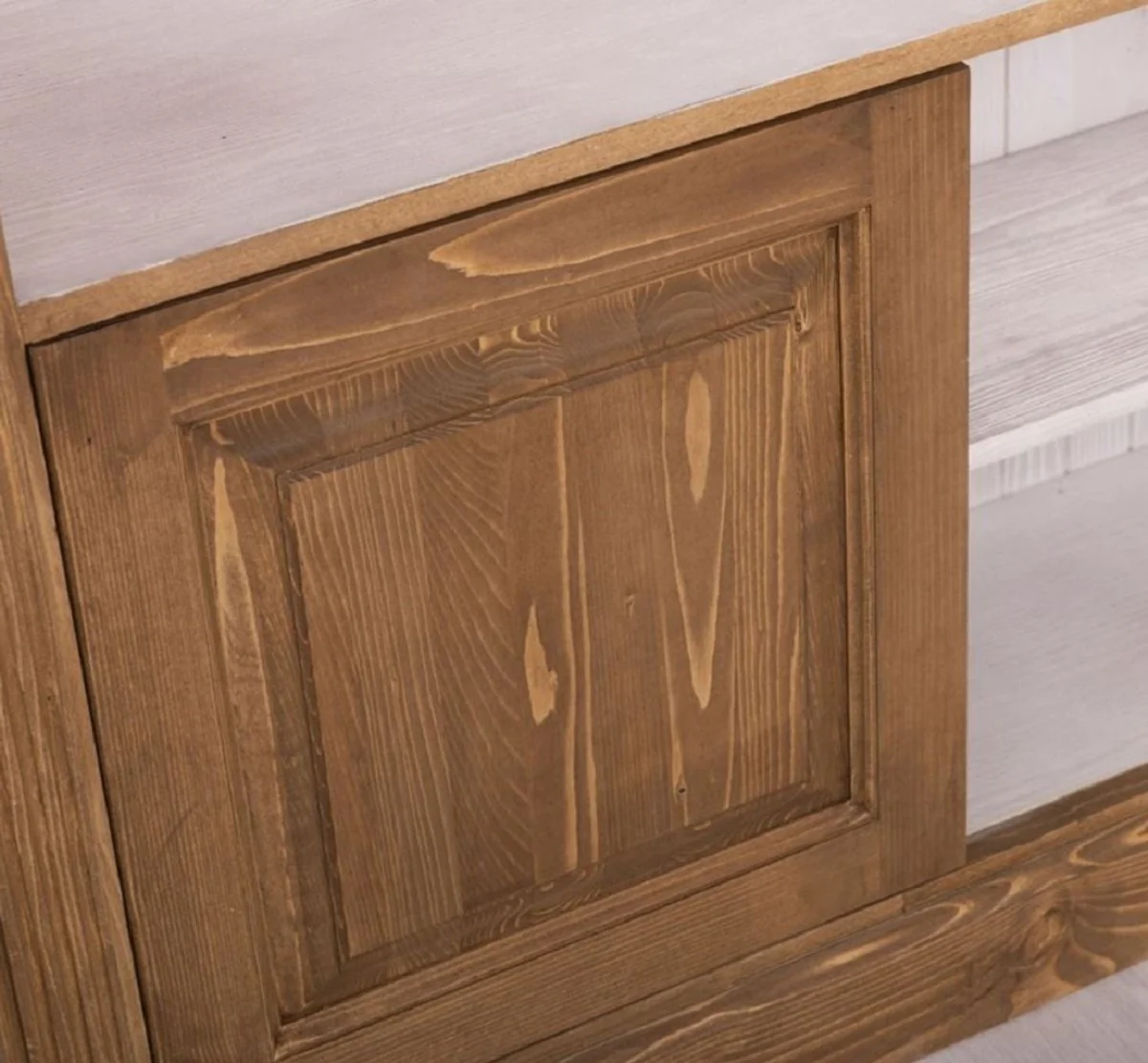 Country house style bookcase brown / gray 120 x 39 x H. 197 cm - solid wood cupboard - living room cupboard - office cupboard - country house style furniture