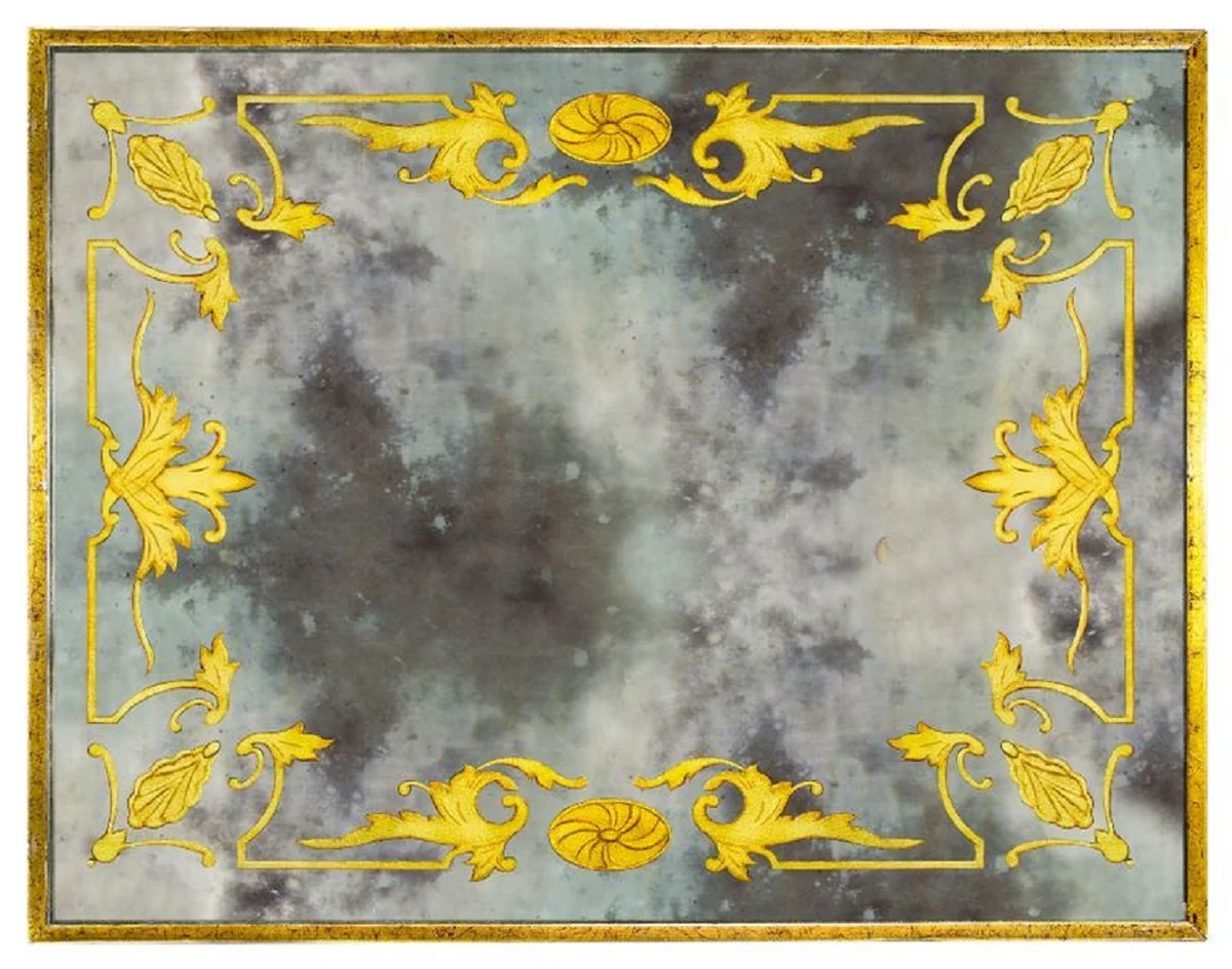 Luxury Baroque chest of drawers antique gold / gold 52 x 41 x H. 71 cm - Mirrored mahogany bedside table - Night chest of drawers - Baroque furniture