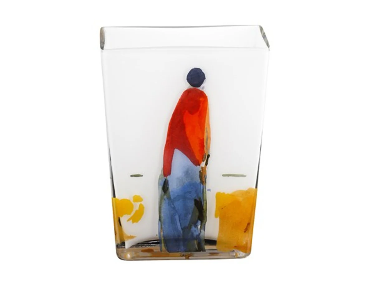 Handcrafted opal glass vase with a motif by Oskar Koller, height 20 cm - finest quality from the Tettau porcelain factory - beautiful vase