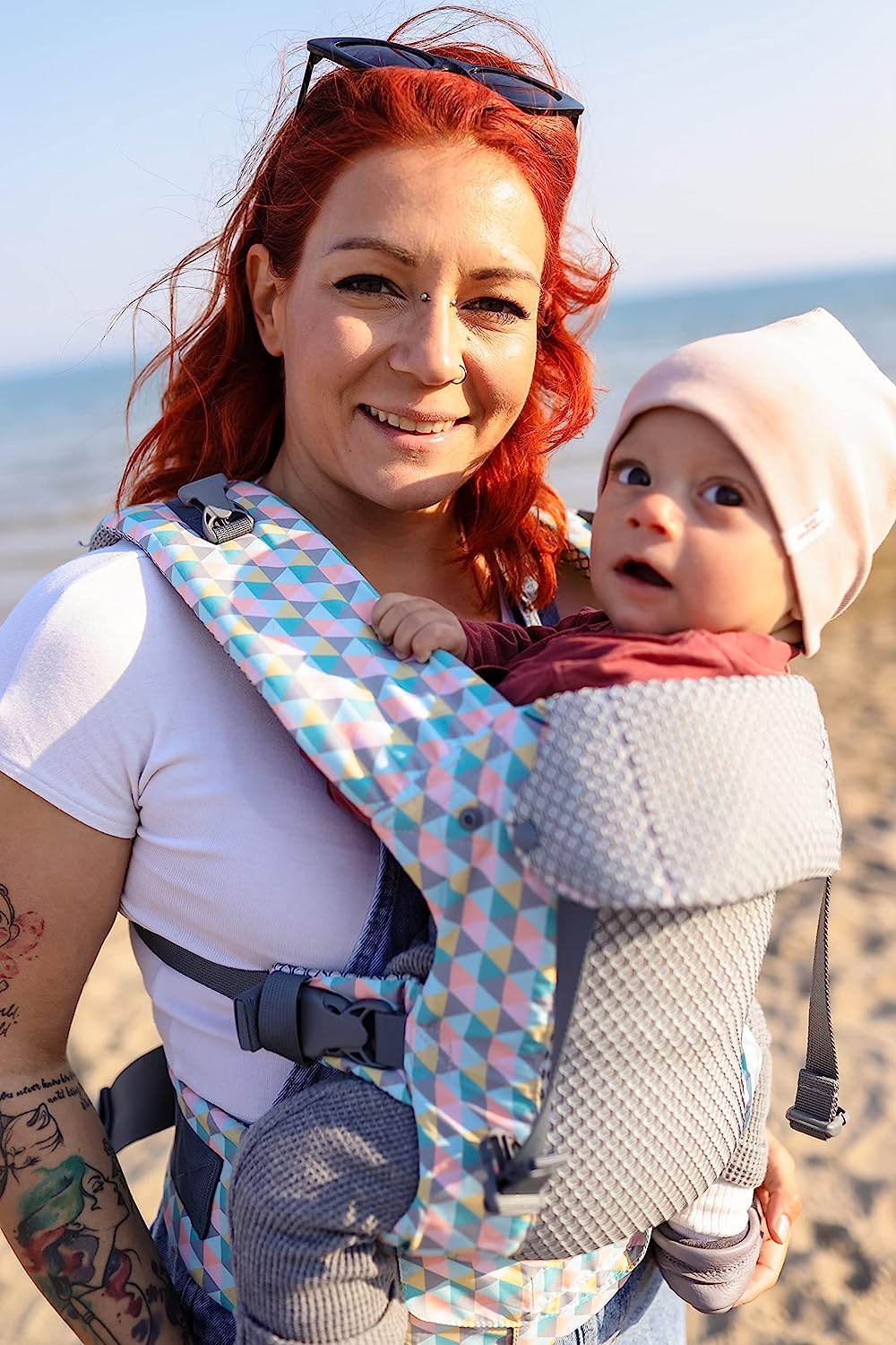 Babytrage für Neugeborene bis Kleinkinder – alle Positionen Babytrage, Babytrage-Rucksack und Baby-Vordertrage mit verstellbarem Sitz, ergonomische Babytrage, 3,3–15,6 kg (Marineblau)