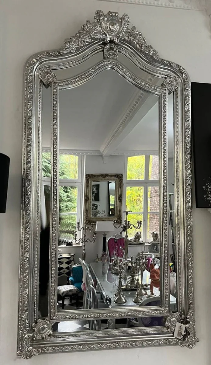 Baroque Mirror Silver - Rectangular Wall Mirror in Baroque Style - Handmade Baroque Wardrobe Mirror - Baroque Interior - Baroque Furniture - Noble & Magnificent