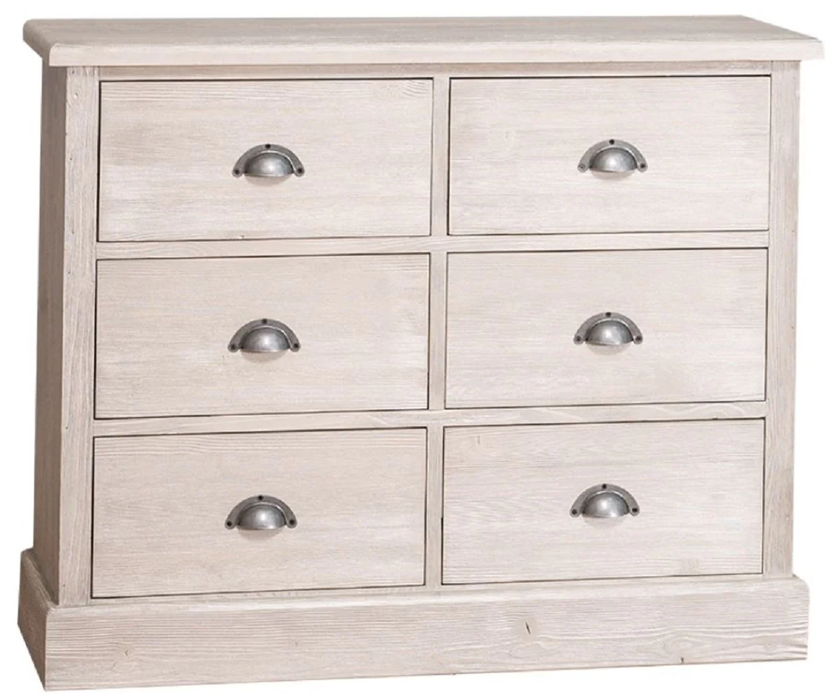 Country house style chest of drawers with 6 drawers gray 100 x 35 x H. 80 cm - country house style furniture