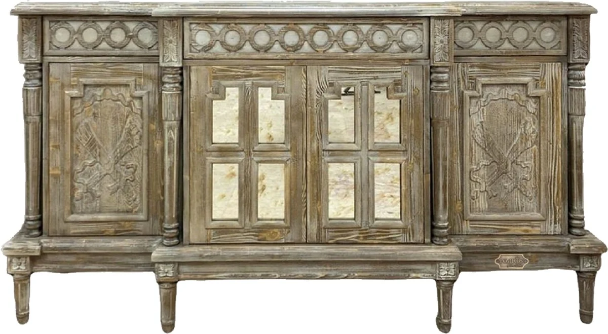 Pompöös by Luxury Country House Style Sideboard Provence Antique Gray 250 cm - Designed by Harald Glööckler