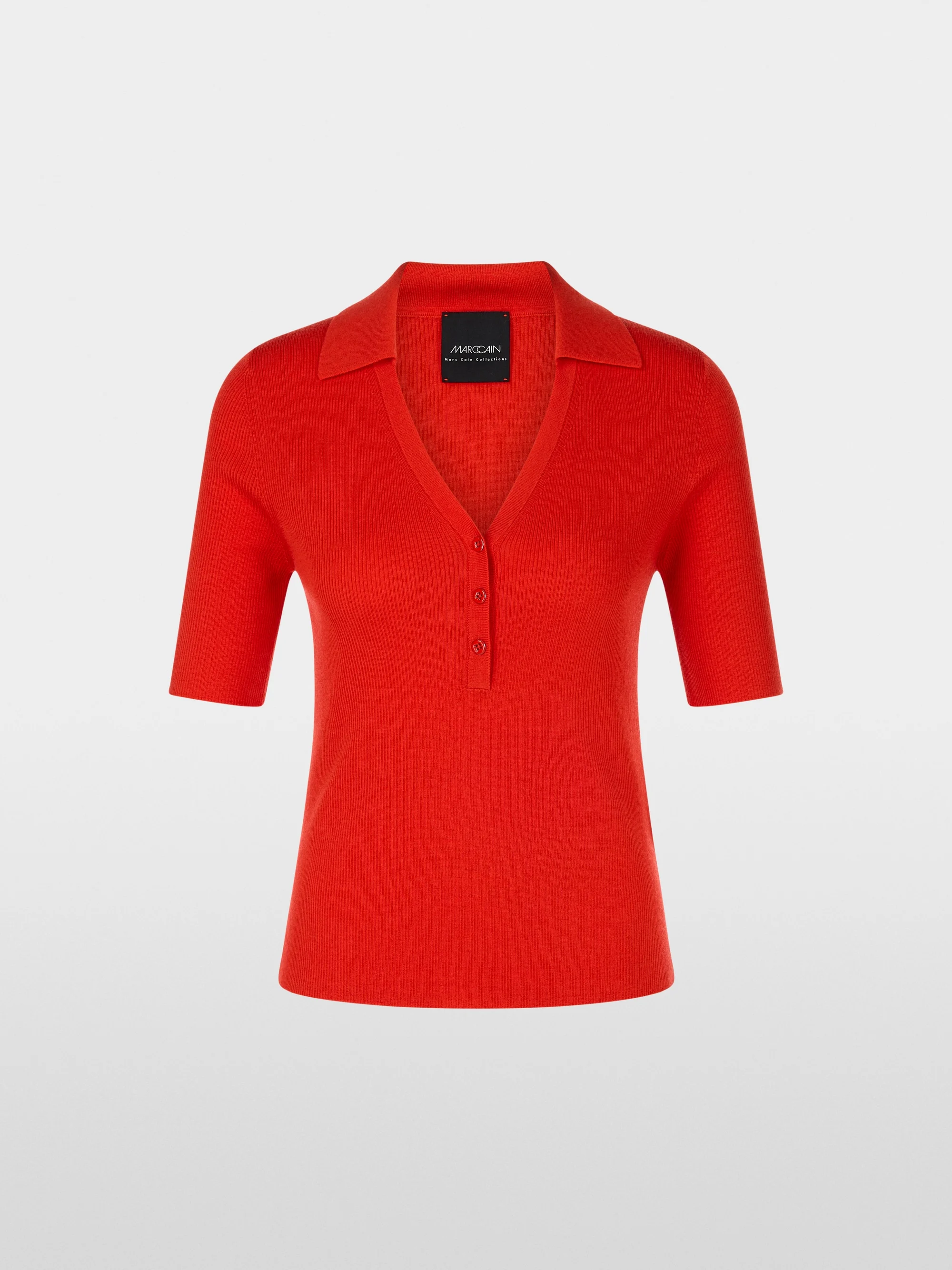 Einfarbiges Marc-Cain-Poloshirt aus 100 % Wolle