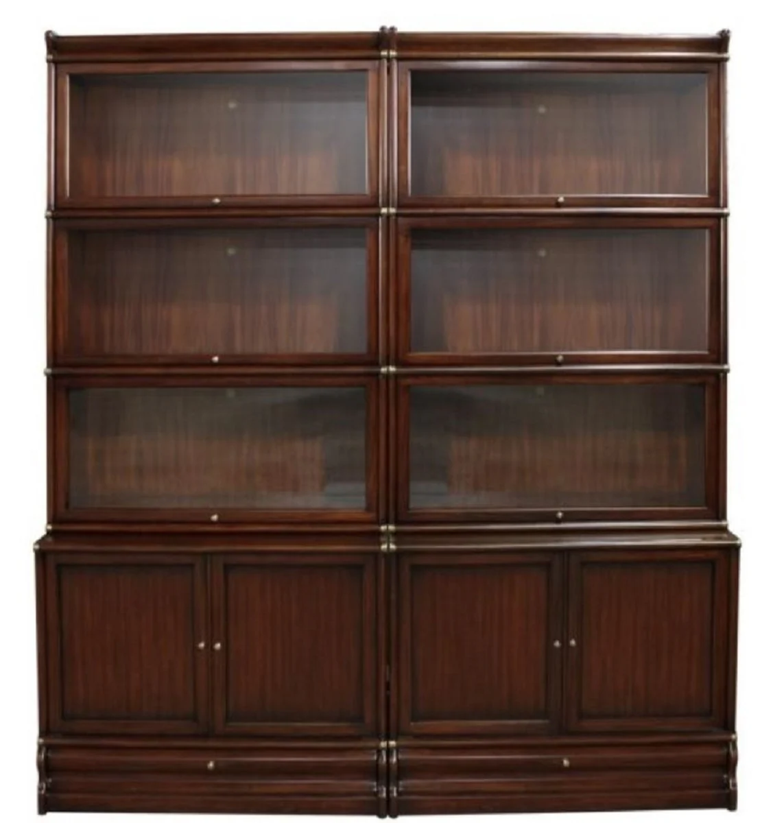 Luxury mahogany bookcase with 10 doors and 2 drawers dark brown 172 x 47 x H. 234 cm - luxury office furniture