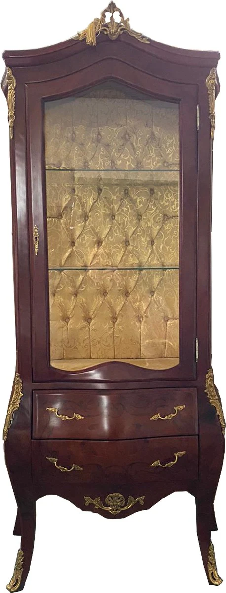 Baroque display cabinet brown / brass - display cabinet - living room cabinet - glass display cabinet - antique style furniture