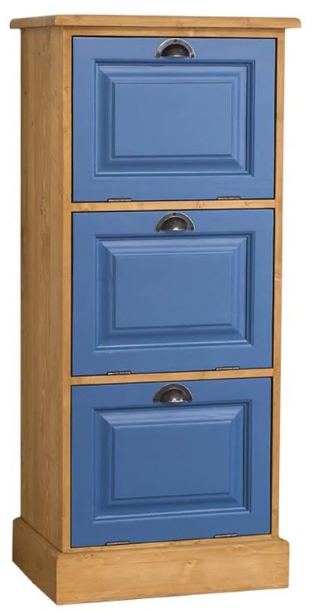 Country house style chest of drawers natural colors / blue 55 x 40 x H. 126 cm - furniture in country house style