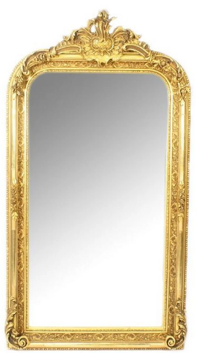Baroque wall mirror gold 70 x H. 140 cm - Magnificent baroque mirror with wooden frame and beautiful decorations