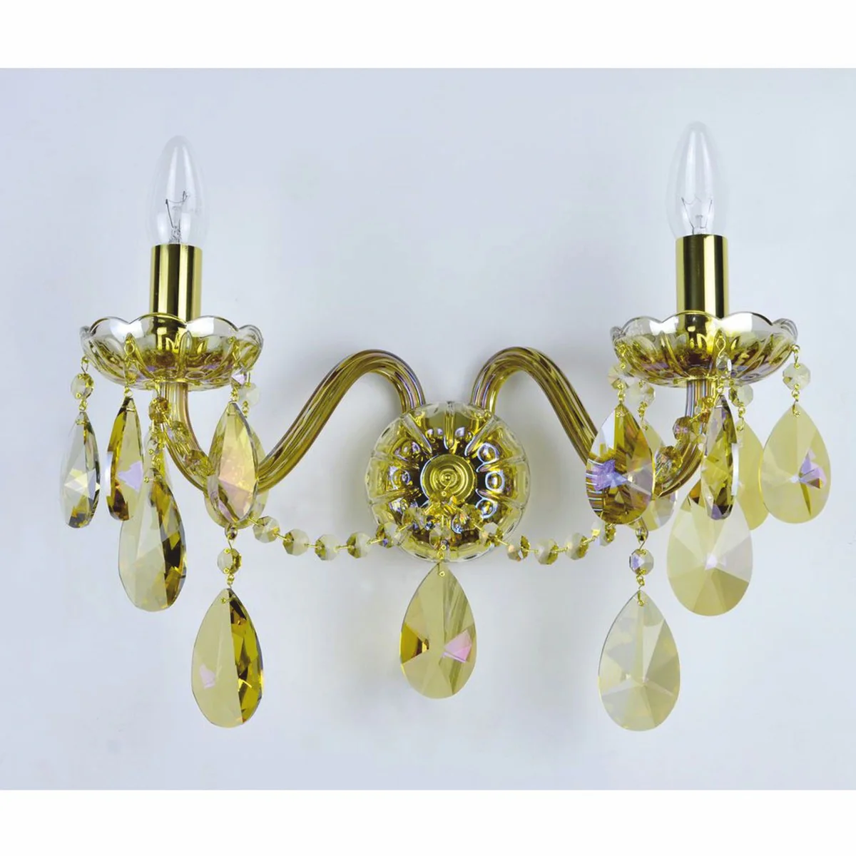 Luxury Baroque Crystal Double Wall Lamp Gold 38 x 20 x H. 25 cm - Baroque Lights